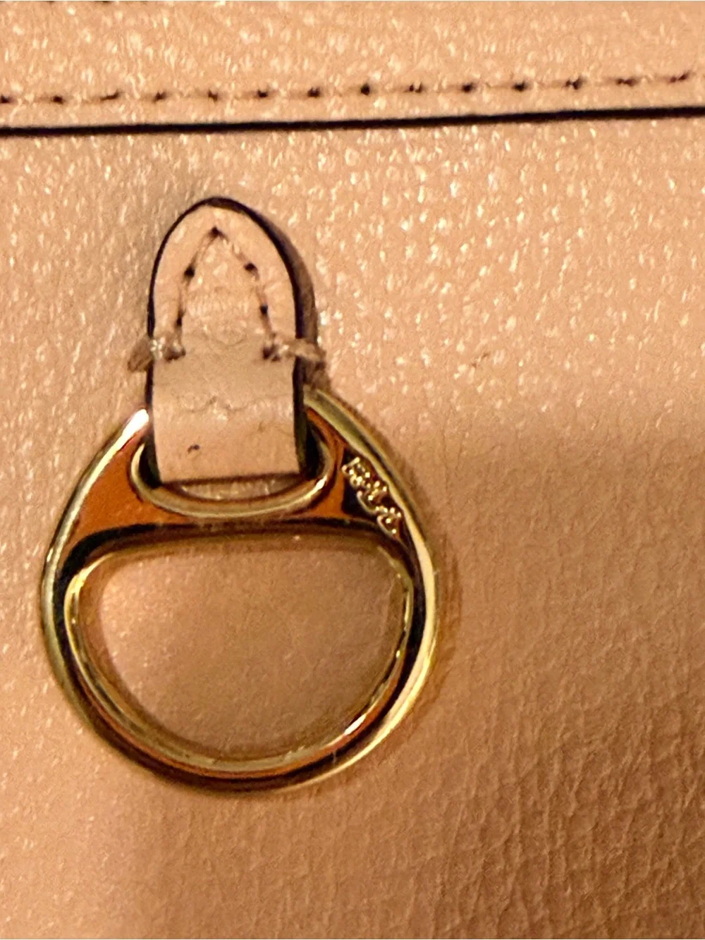 Lauren Ralph Lauren LIGHT PINK Pebbled Logo Zip Wristlet Pouch Gold Hardware